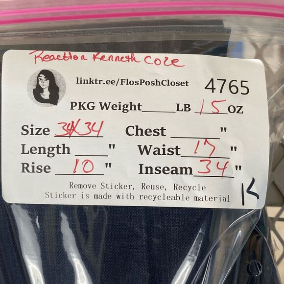 Kenneth Cole Reaction Men's Navy Slim Fit Windowpane Dress Pants Size 34 x 34 - Picture 5 of 12